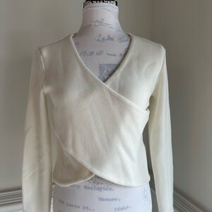 ZARA Cream Long Sleeve Wrap Front Top – Size S